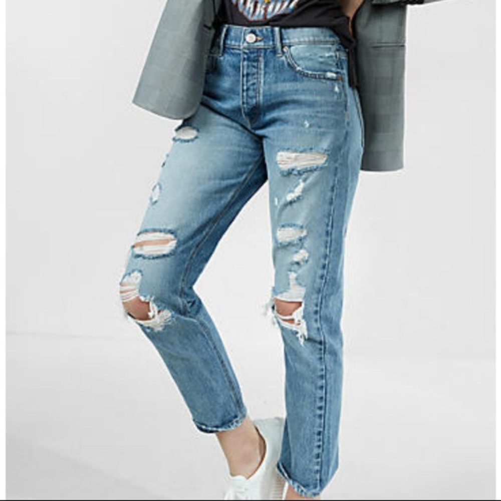 Express vintage skinny high rise distressed jeans